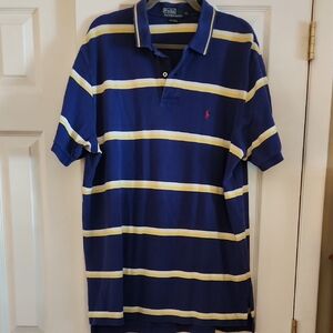 Polo by Ralph Lauren Men's Navy and Yellow Striped Polo